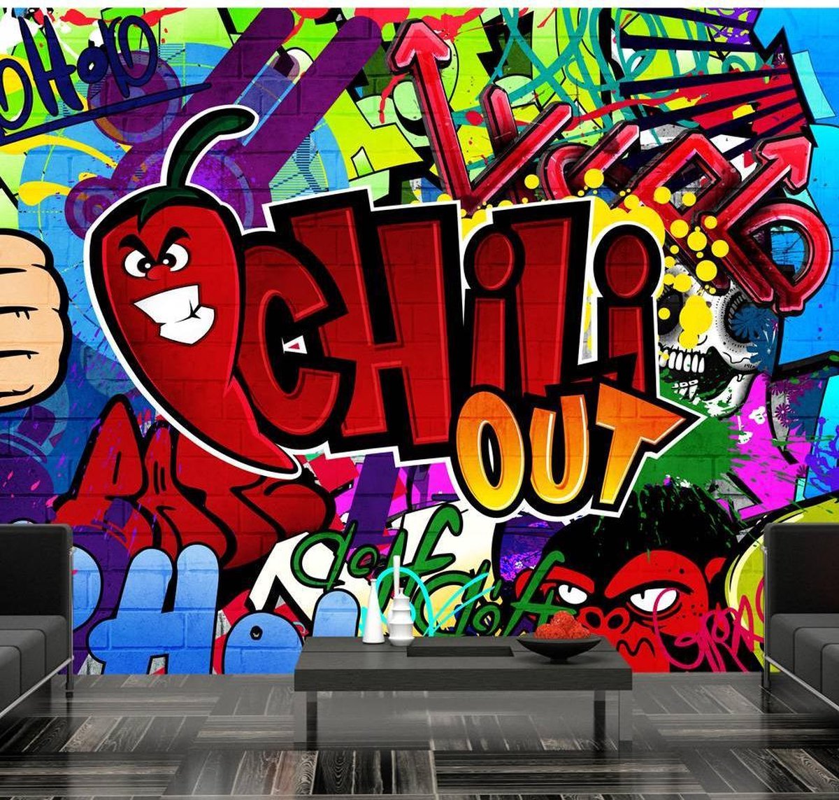 300cm X 210cm - Fotobehang - Chili out - Graffiti | bol.com