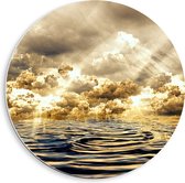 PVC Schuimplaat Muurcirkel - Abstract Schilderij van Wolken Drijvend in de Zee - 40x40 cm Foto op Muurcirkel (met ophangsysteem)