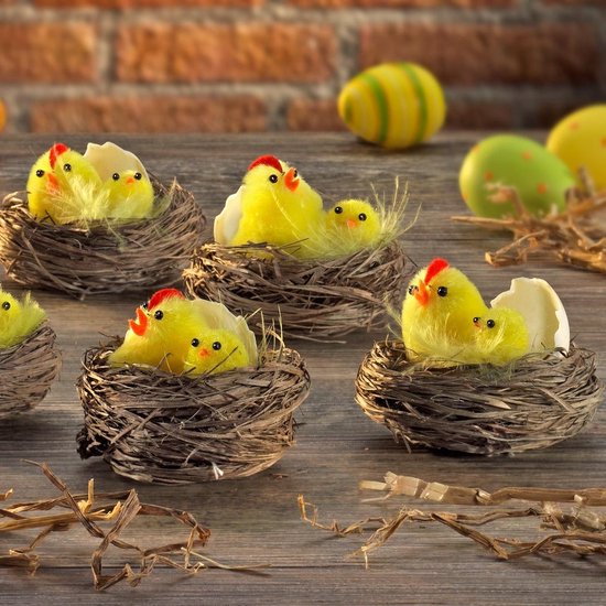 6 nestjes met kuikentje