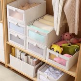 2 pcs Boîte de rangement Vêtements - Pliable, empilable et avec fenêtre de visualisation - Idéal pour les Garde-robes, les Boeken et les Accessoires de bureau - beige