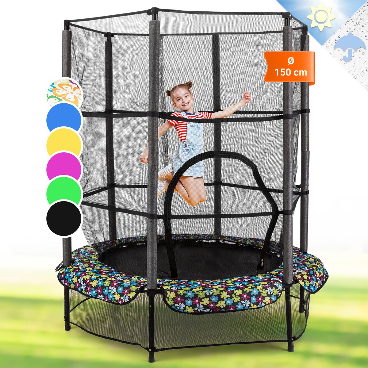 Trampoline pour enfants avec filet de sécurité - 140 cm - 50 kg