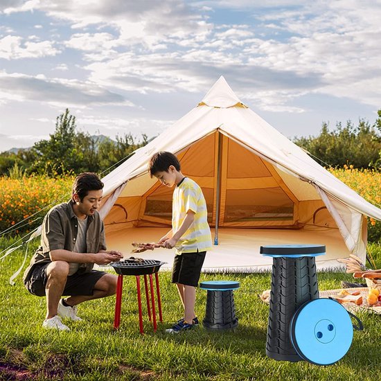 MONTKIARA Draagbare klapkruk. Max. draagvermogen 180 kg, campingkruk, telescopische kruk, opvouwbare kruk (blauw) — afbeelding 4