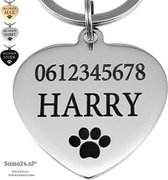 Médaille animal Coeur en titane 35 mm | Plaque d'identification | Médaille chat avec naam