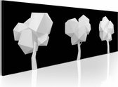 Schilderij - Geometrische bomen, Zwart/Wit, 2 maten, Premium print