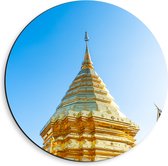 Dibond Muurcirkel - Boeddhistische Wat Phrathat Doi Suthep Tempel Vol met Gouden Versieringen - 40x40 cm Foto op Aluminium Muurcirkel (met ophangsysteem)