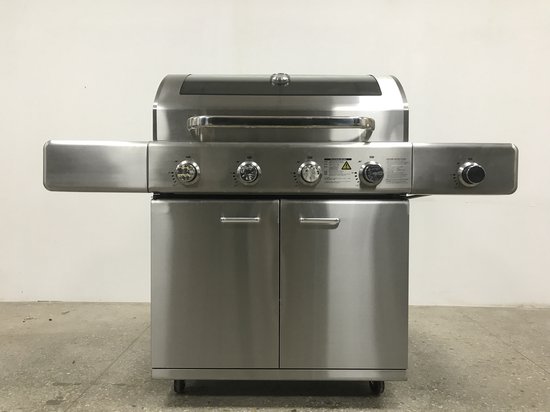 Paralux - Gasbarbecue 4 branders - RVS met gietijzeren roosters - Incl. zijbrander & gietijzeren kookplaat buitenkeuken barbecue van Paralux — afbeelding 4