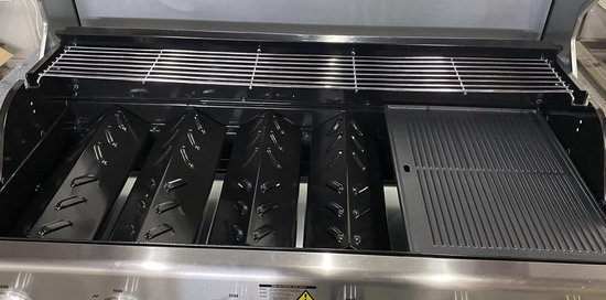 Paralux - Gasbarbecue 6 branders - RVS met gietijzeren roosters - Incl. zijbrander & gietijzeren kookplaat - Parlux
