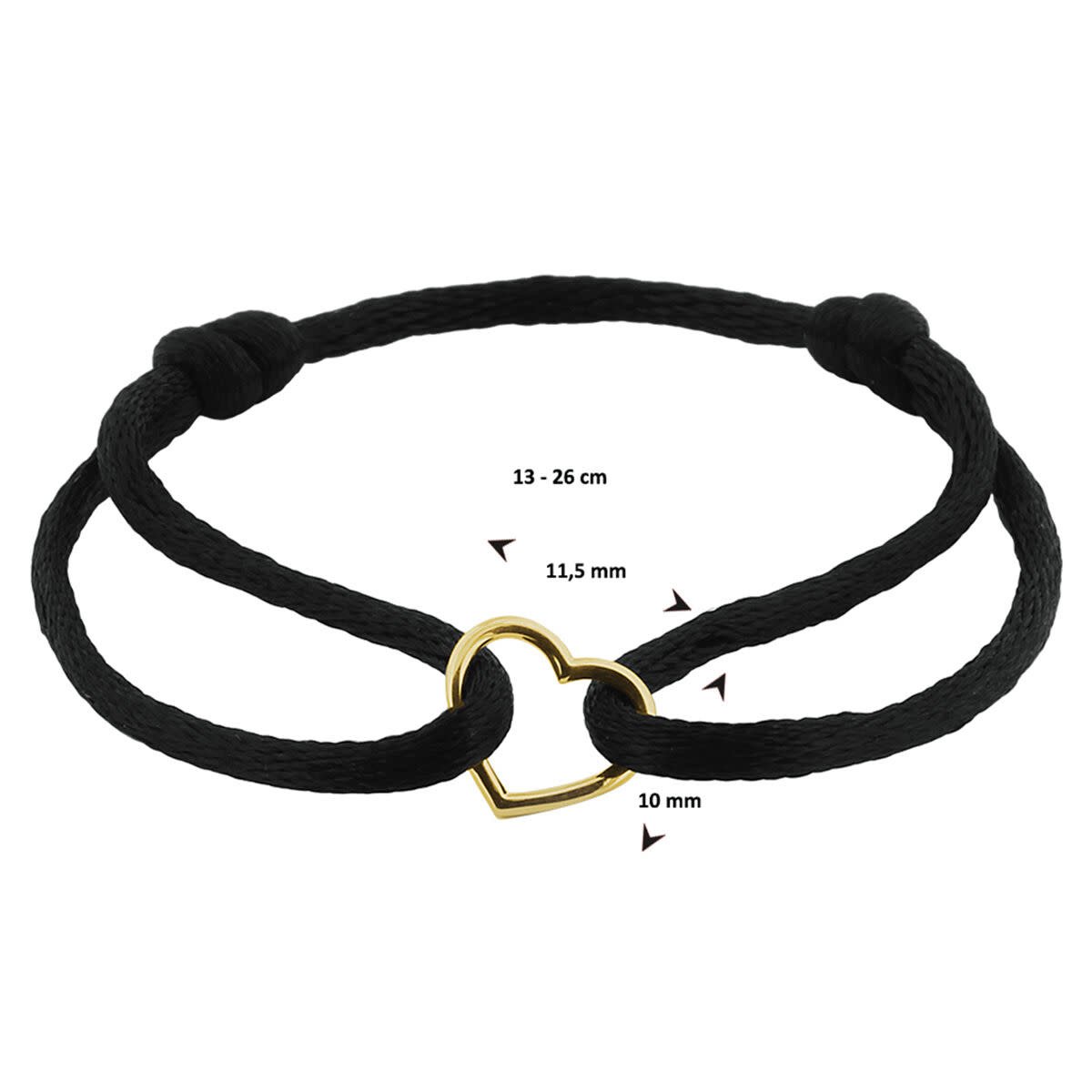 14K Goud Met Rubber/Nylon/Leer Armband Satijn Hart 4700287