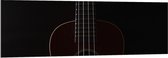 Acrylglas - Close-up van Ukelele Gitaar tegen Zwarte Achtergrond - 150x50 cm Foto op Acrylglas (Wanddecoratie op Acrylaat)