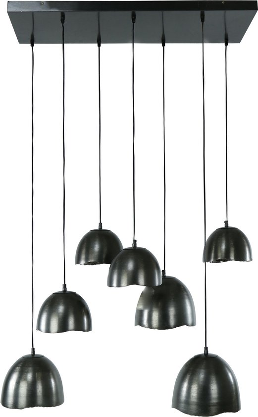 Reflection - Lampe à suspension - métal - ronde - Ø25 - nickel noir - abat-jour réflecteur - 7 points lumineux