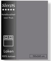 Sleeps Lakens Katoen Donker Grijs - 1 Persoons 150 x 260 cm - 100% Katoen - Hoogwaardig Hotelkwaliteit - Heerlijk Zacht