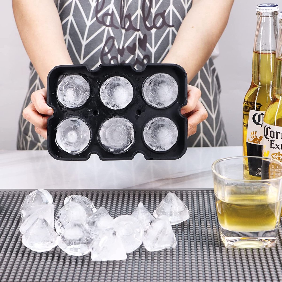 YARRAMATE Set van 2 Siliconen ijsblokjesvormen Deksel voor Vriezer, Stapelbare Grote IJsvormpjes voor Whiskey, Cocktails, Rechthoekige Mallen voor Soep Boter Bakken Gemakkelijk Los te Maken (Groen