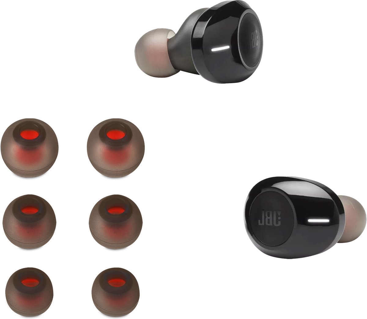 kwmobile 6x cover voor in-ear oortjes voor JBL Tune 120TWS / T125TWS - Vervangende oordopjes van siliconen in zwart - 3 maten