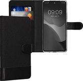kwmobile telefoonhoesje geschikt voor Motorola Moto G72 - Hoesje met pasjeshouder in antraciet / zwart - Case met portemonnee