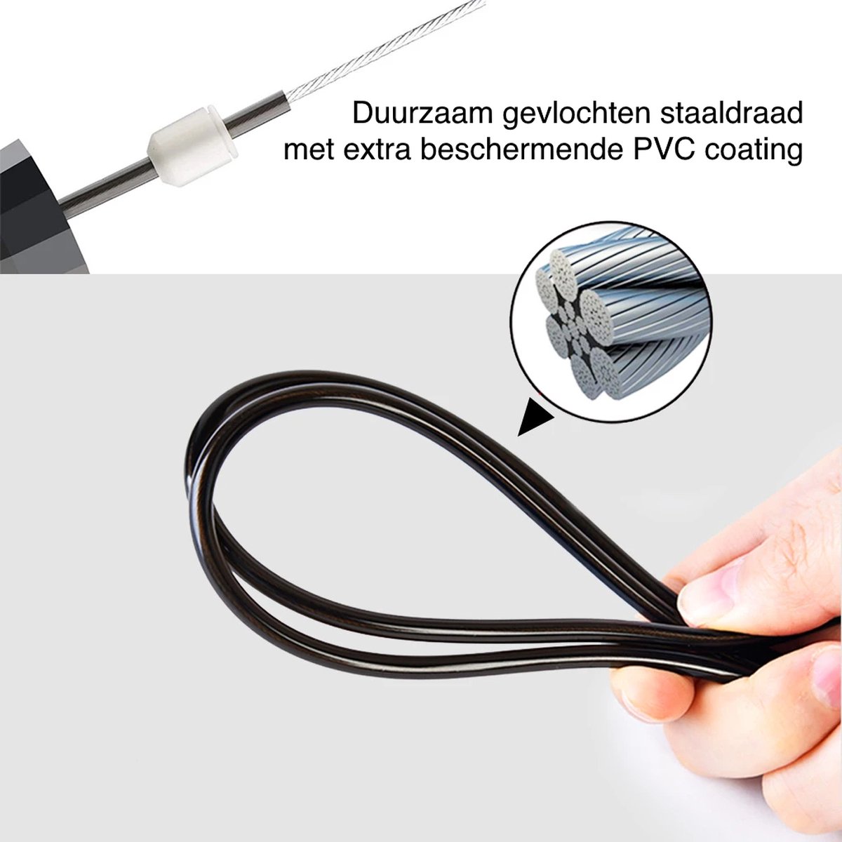 DK.® - Professioneel Springtouw - voor Volwassenen en Kinderen - Verstelbaar - Speedrope - Jump Rope - Zwart — afbeelding 10