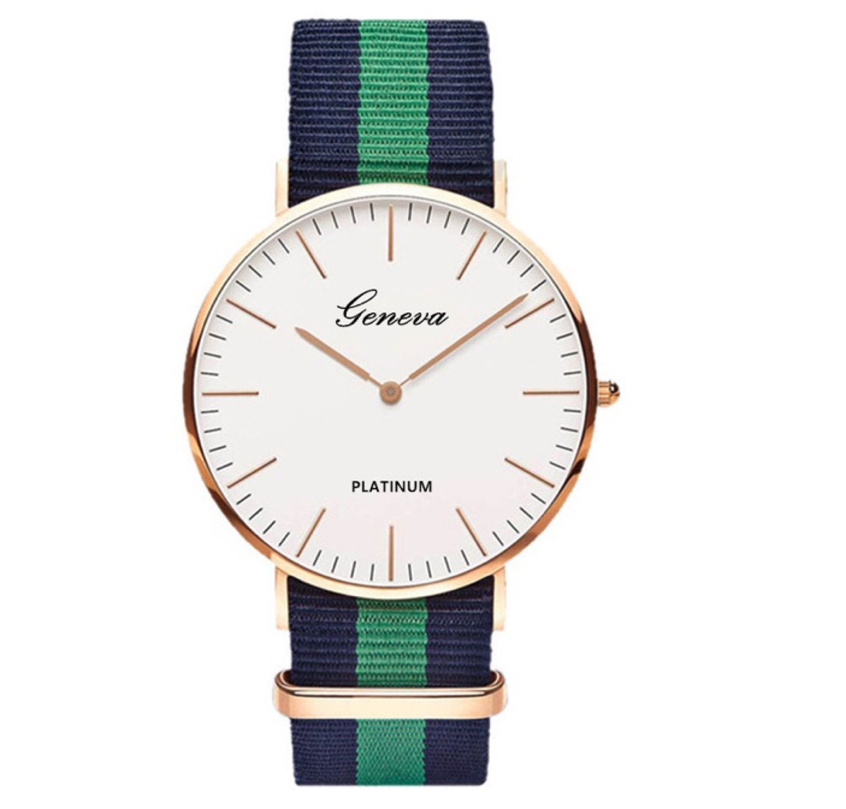 Chronos Horloge Ø 37 mm - Blauw-Groen-Blauw - Inclusief horlogedoosje