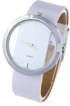 Hidzo Horloge Transparant Ø 37 mm - Wit - Kunstleer