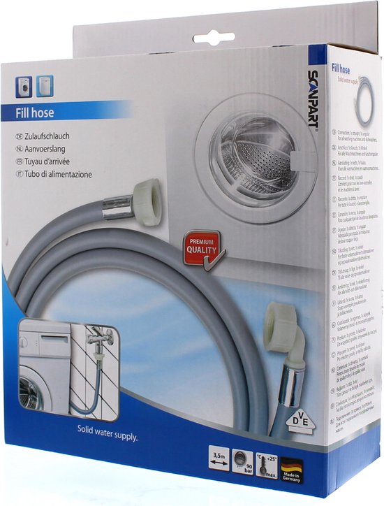 Scanpart aanvoerslang wasmachine 3.5 meter - Geschikt voor AEG Bosch LG Miele Samsung Siemens Whirlpool Zanussi - Aanvoer slang - Universeel