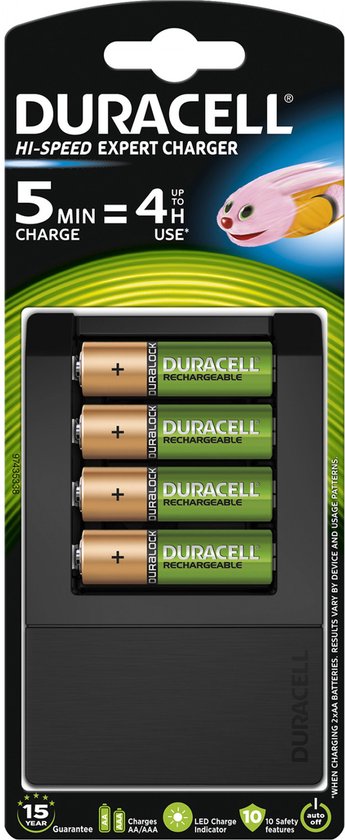 Guinness haakje fluiten Duracell Batterijlader – Laadt op in 15 minuten, inclusief 4 AA batterijen  | bol.com