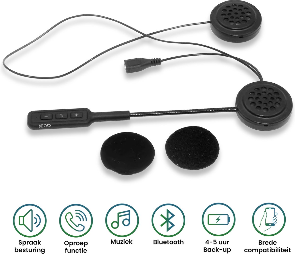 XEOD - Bluetooth Headset met microfoon – Motorhelm headset – Motor accessoires – Handsfree bellen – Motor - Scooter