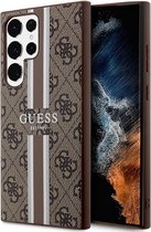Guess 4G Printed Stripe Back Case - Geschikt voor Samsung Galaxy S23 Ultra (S918) - Bruin