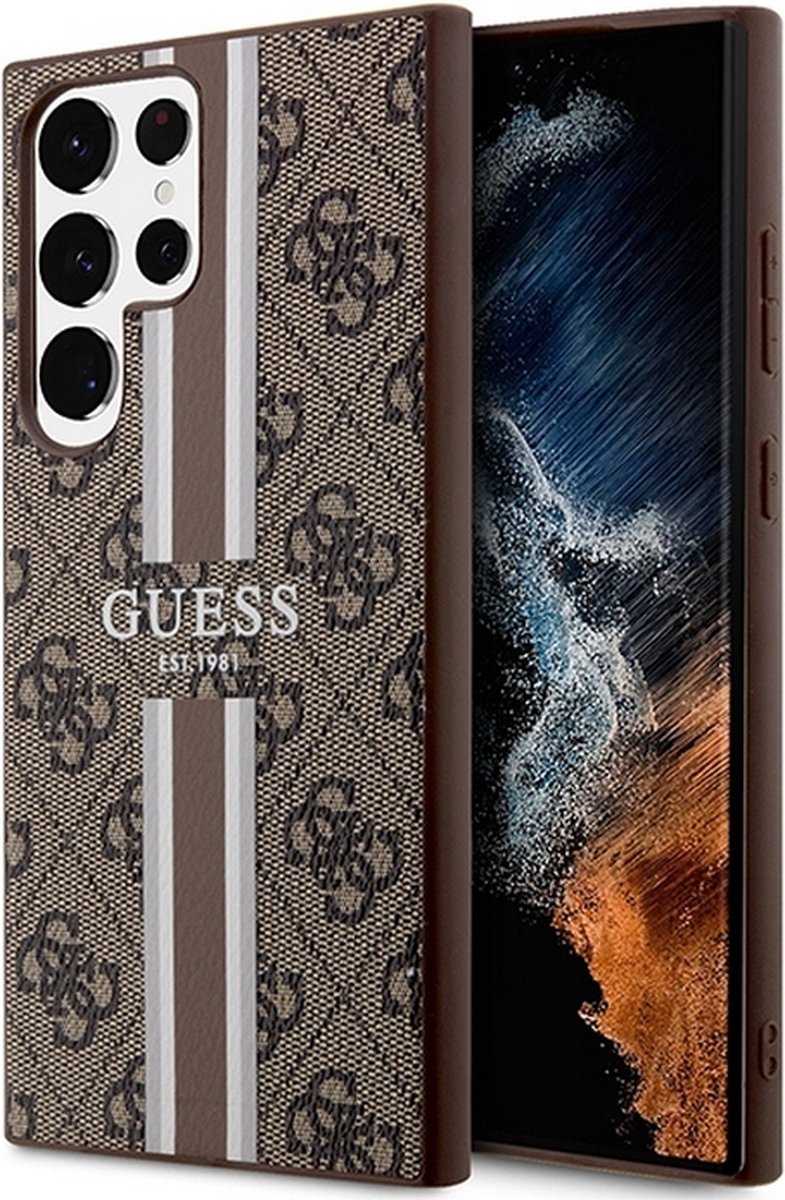 Guess 4G Printed Stripe Back Case voor Samsung Galaxy S23 (S918) - Bruin |