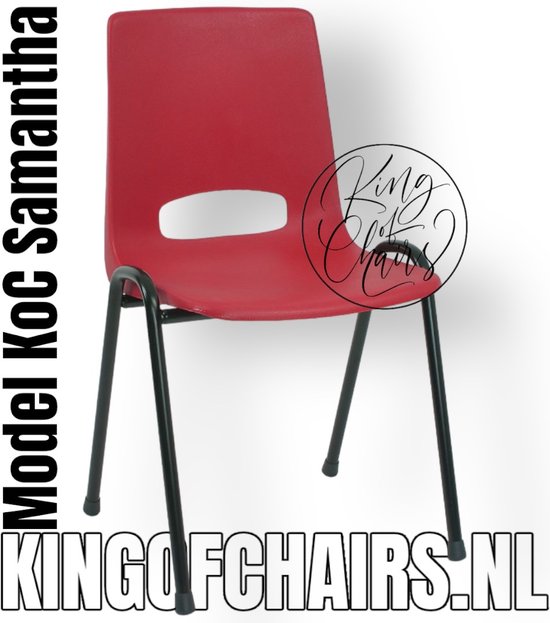 KoC Samantha rood met zwart onderstel. Kantinestoel stapelstoel kuipstoel vergaderstoel tuinstoel kantine stoel stapel stoel tuin kantinestoelen stapelstoelen kuipstoelen arenastoel bistrostoel schoolstoel stapelbare stoel De Valk 3320 bezoekersstoel