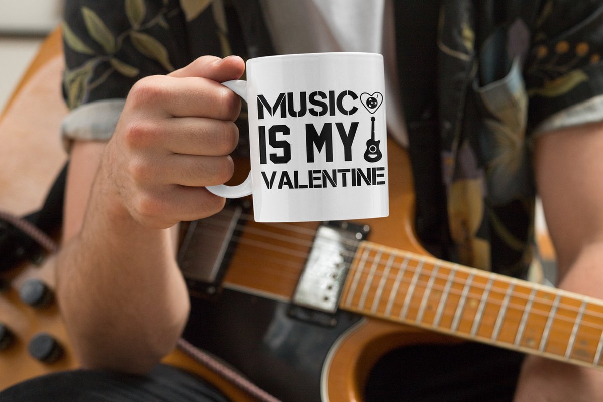 Rick & Rich Mok - Mok Muziek - Koffiemok Music - Mok met opdruk - Witte koffie mok bedrukt - Witte thee mok - Mug quote - Music Is My Valentine
