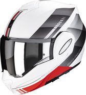 Scorpion EXO-TECH EVO GENRE White mat Silver Red - ECE goedkeuring - Maat S - Integraal helm - Scooter helm - Motorhelm - Zilver - ECE 22.06 goedgekeurd