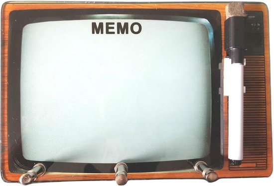 Sleutelrekje met whiteboard voor notities - met stift en gum - retro, ouderwetse televisie - 21,5 cm - kerst cadeau tip