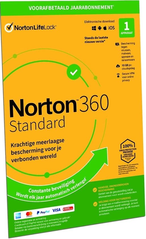 Norton 360 Standard 2023 - 1 apparaat - 1 jaar - Officiële retailverpakking