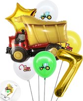 Cijfer Ballon Nummer 7 - Trucker - Vrachtwagen set Ballonnen Feestdecoratie - Snoes - Helium Ballon - Boeket