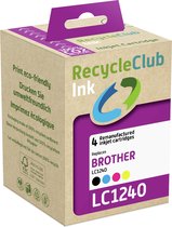 RecycleClub inktcartridge - Inktpatroon - Geschikt voor Brother - Alternatief voor Brother LC-1240 Zwart 16ml Cyan Blauw 8ml Magenta Rood 8ml Yellow Geel 8ml - Multipack - 4-pack