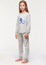 Woody pyjama meisjes/dames - lavendel-geel gestreept - walvis - 231-1-PZB-Z/916 - maat 176