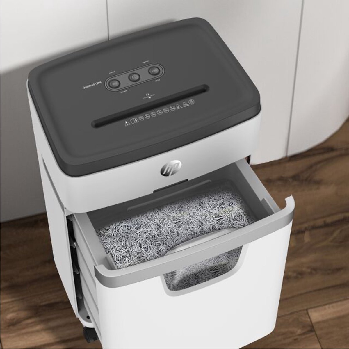 HP OneShred 18CC Papierversnipperaar - Shredder - Beveiligingsniveau P-4 - 18 vel DIN A4 - Cross Cut - 25 Liter - Kantoorgebruik - Professioneel - Wit thumbnail 5
