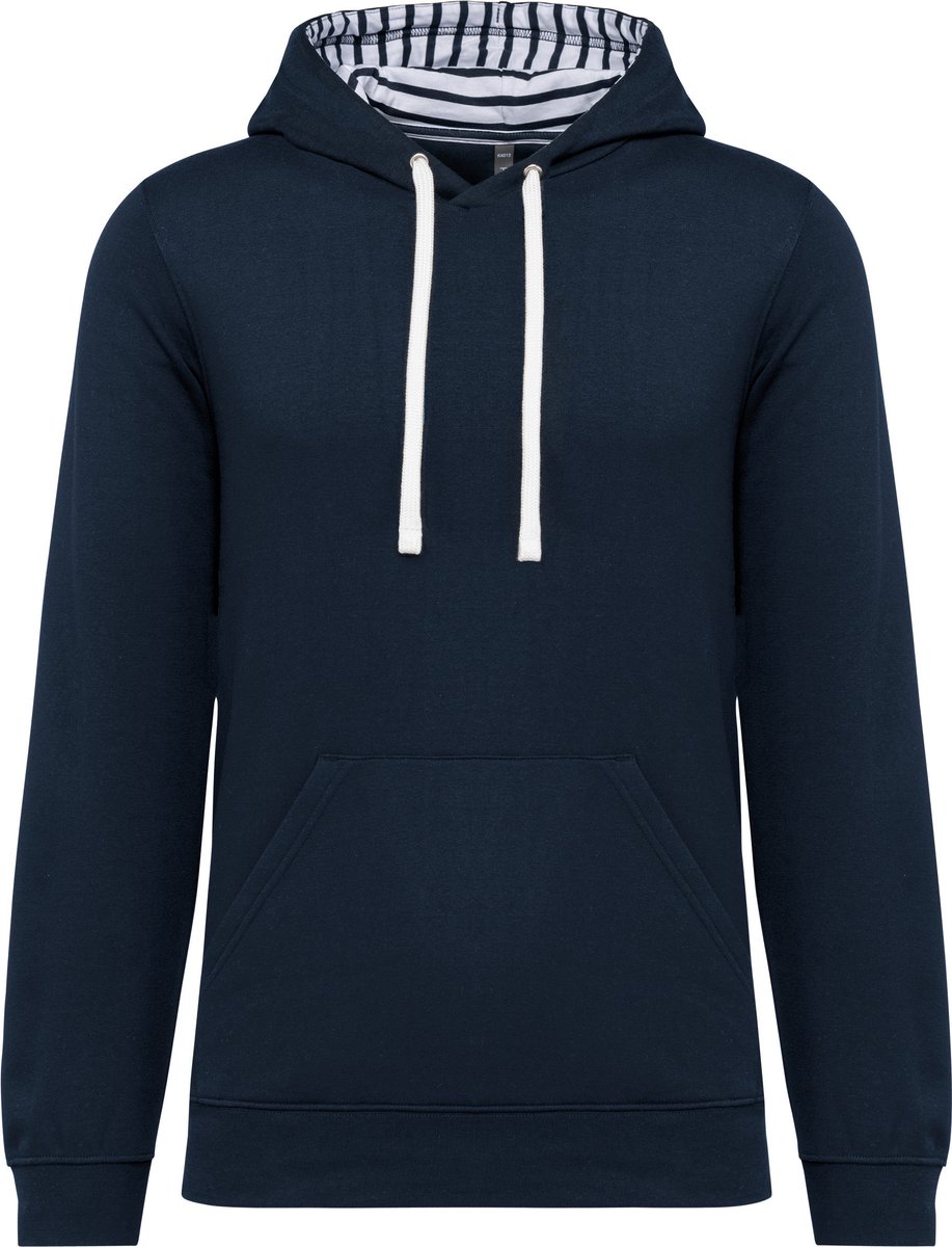 Kariban Unisex sweater met capuchon met contrasterend motief K4013 Mariniere Marineblauw