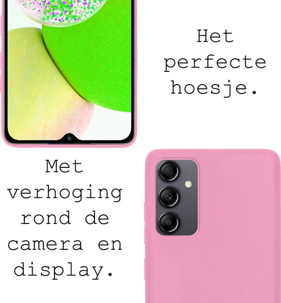 Coque Samsung Galaxy A14 Coque Arrière Siliconen - Coque Samsung A14 Coque Silicone - Rose Clair - 2 Pièces