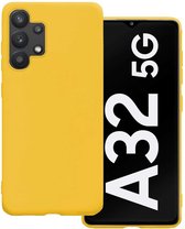 Hoes Geschikt voor Samsung A32 5G Hoesje Siliconen Back Cover Case - Hoesje Geschikt voor Samsung Galaxy A32 5G Hoes Cover Hoesje - Geel