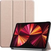 Hoesje Geschikt voor iPad Pro 2021 (11 inch) Hoes Case Tablet Hoesje Tri-fold - Hoes Geschikt voor iPad Pro 11 inch (2021) Hoesje Hard Cover Bookcase Hoes - Goud