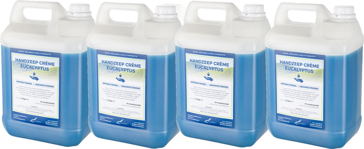 Goedkoopste Handzeep Crème Eucalyptus 5 liter - set van 4 stuks - navulling - Voordeelverpakking