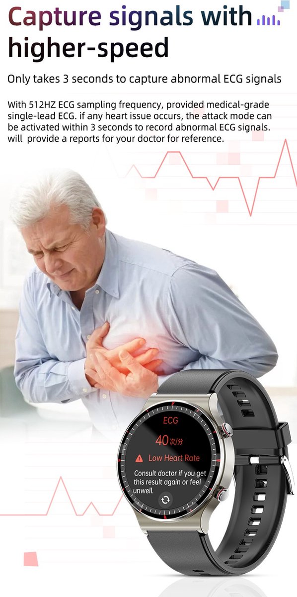 DrPhone GTX15 Smart Horloge PPG ECG Volledige Gezondheid
