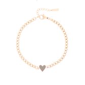 Bijoux OOZOO - Bracelet en or rose avec breloque coeur noir - SB-1020