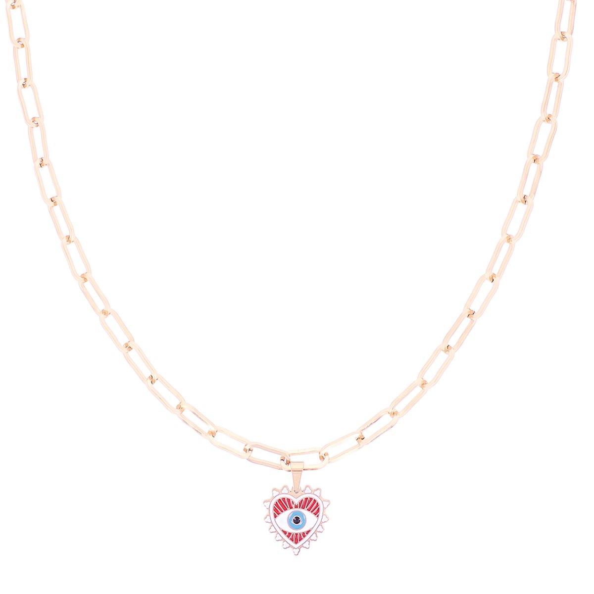 OOZOO Jewellery - rosé goudkleurige ketting met boze oog bedeltje - SN-2020