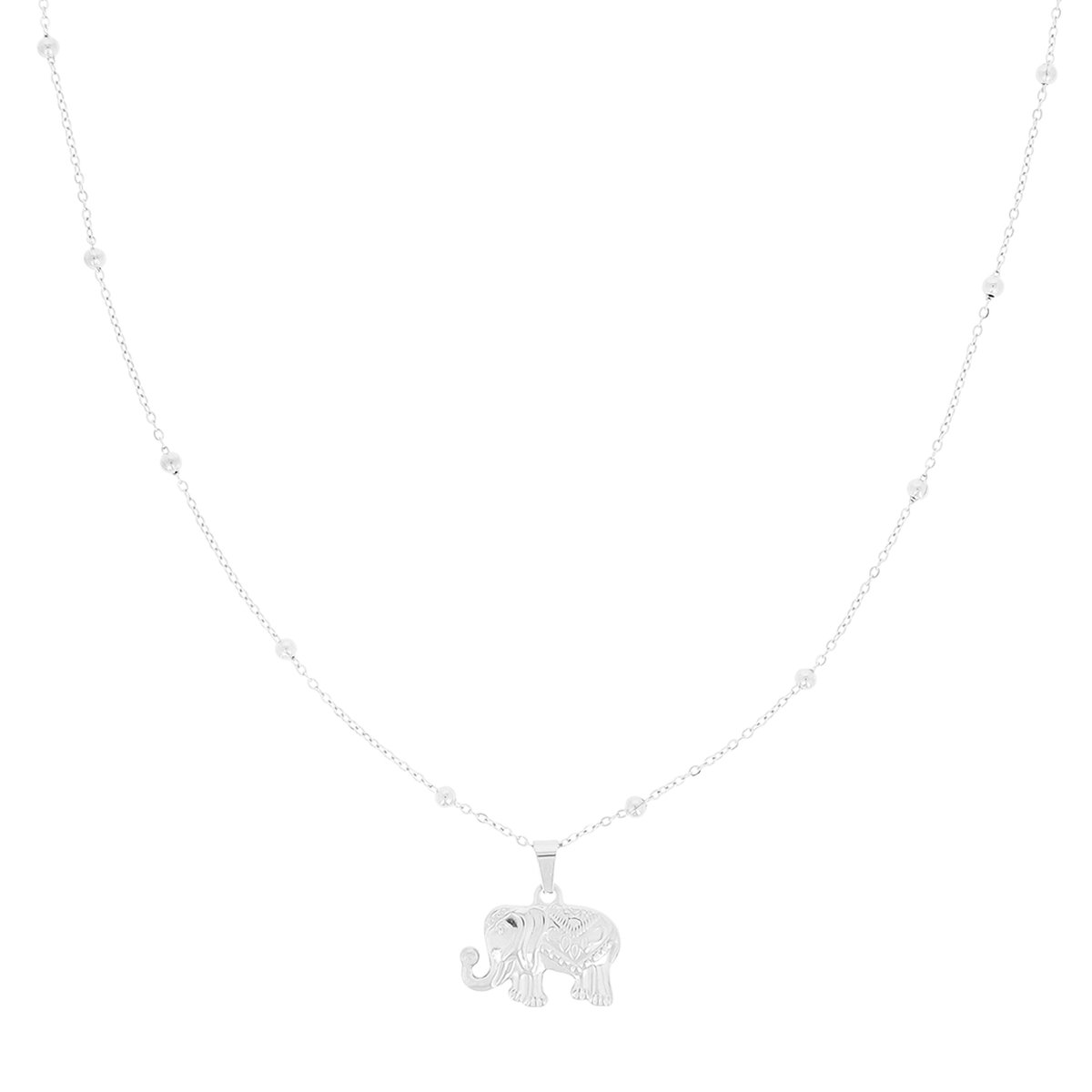 OOZOO Jewellery - zilverkleurige ketting met olifant bedeltje - SN-2024