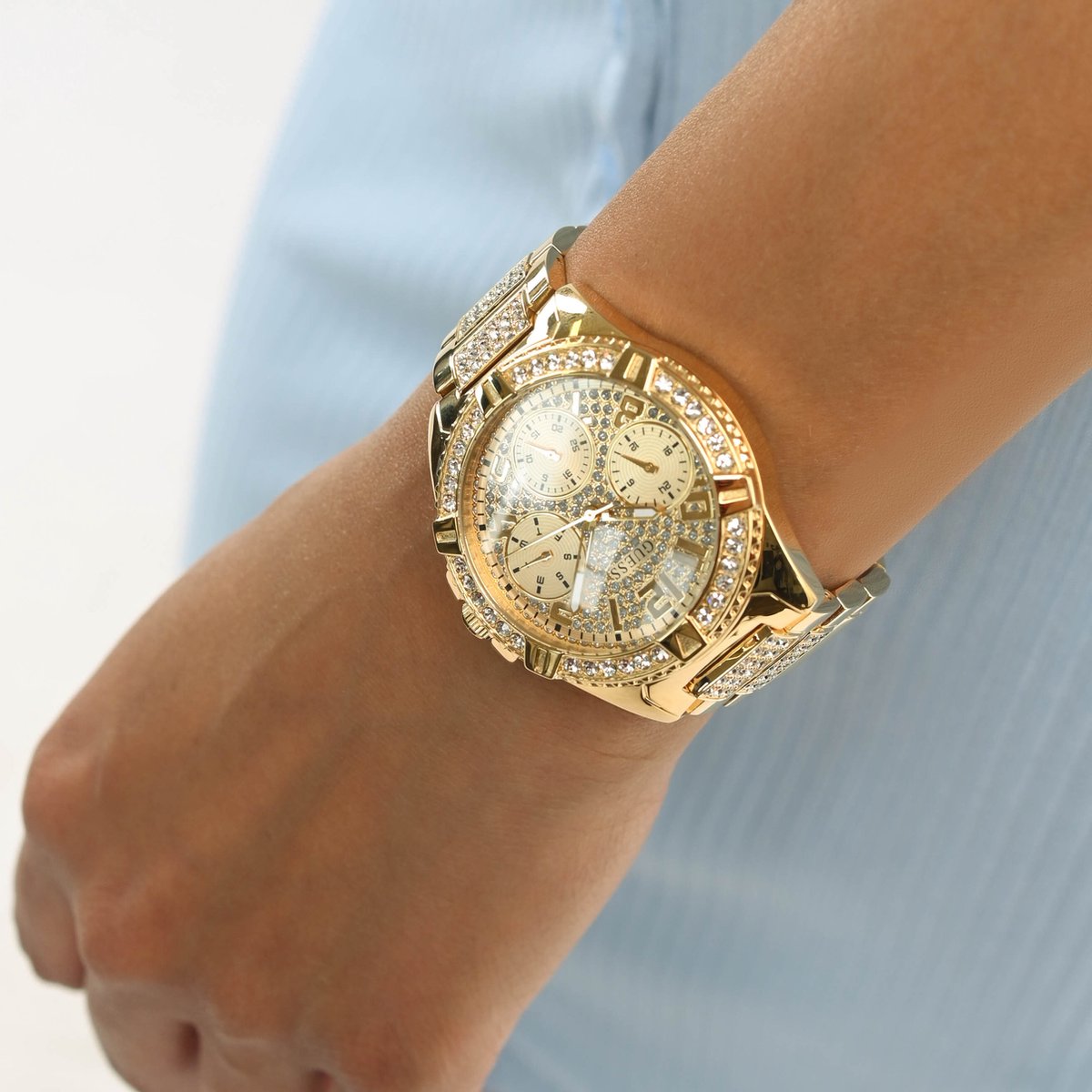 GUESS W1156L2 dames horloge 40 mm - Goudkleurig | bol