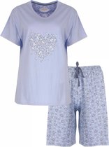 Tenderness - Dames Shortama - Pyjama Set - Licht Blauw - Maat XL