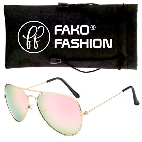 Fako Fashion® - Piloten Zonnebril - Pilotenbril - Piloot Zonnebril - Goud - Roze