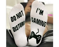 Winkrs - Game sokken met tekst "Do not disturb, I'm gaming" - Wit - Maat 38-42