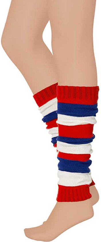 Apollo - Beenwarmer feest - Carnaval beenwarmers - rood-wit-blauw - One size - Beenwarmers dames - Beenwarmers carnaval - Beenwarmers heren - Beenwarmers