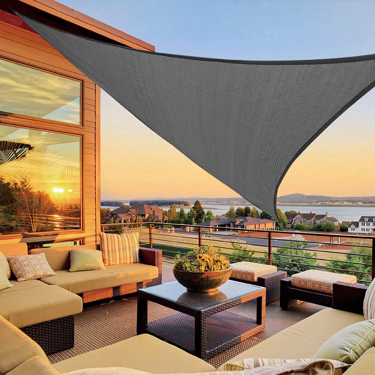 Luxe Schaduwdoek - Grijs - 3,6m x 3,6m x 3,6m - Houdt de zon op afstand